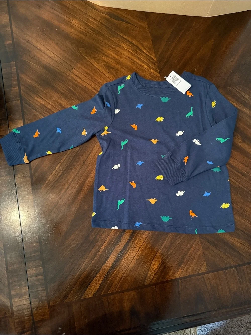 Kids Long-Sleeve Shirt Bundle - Navy Stripe, Navy Dino, Cream Pattern